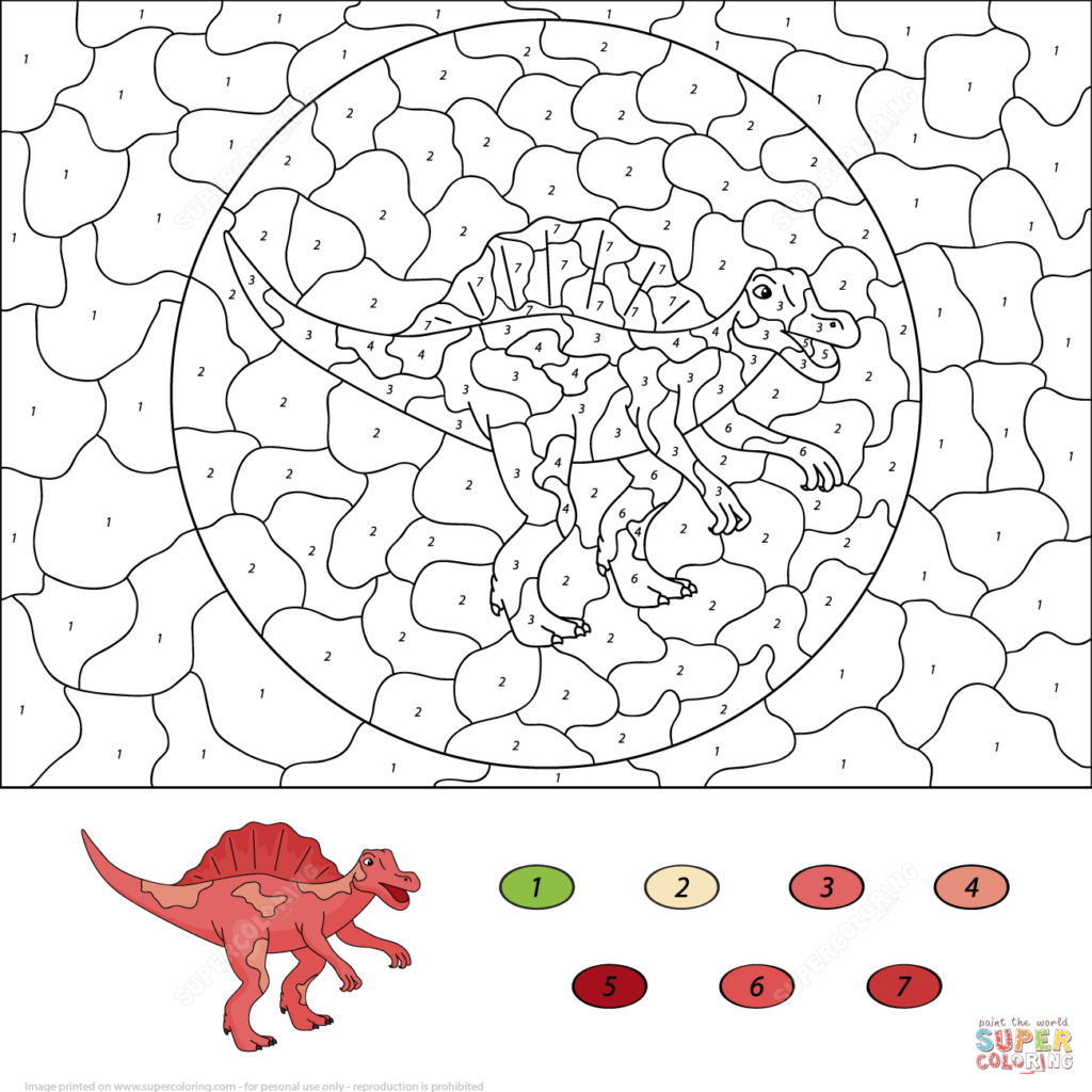 color by number dinosaur