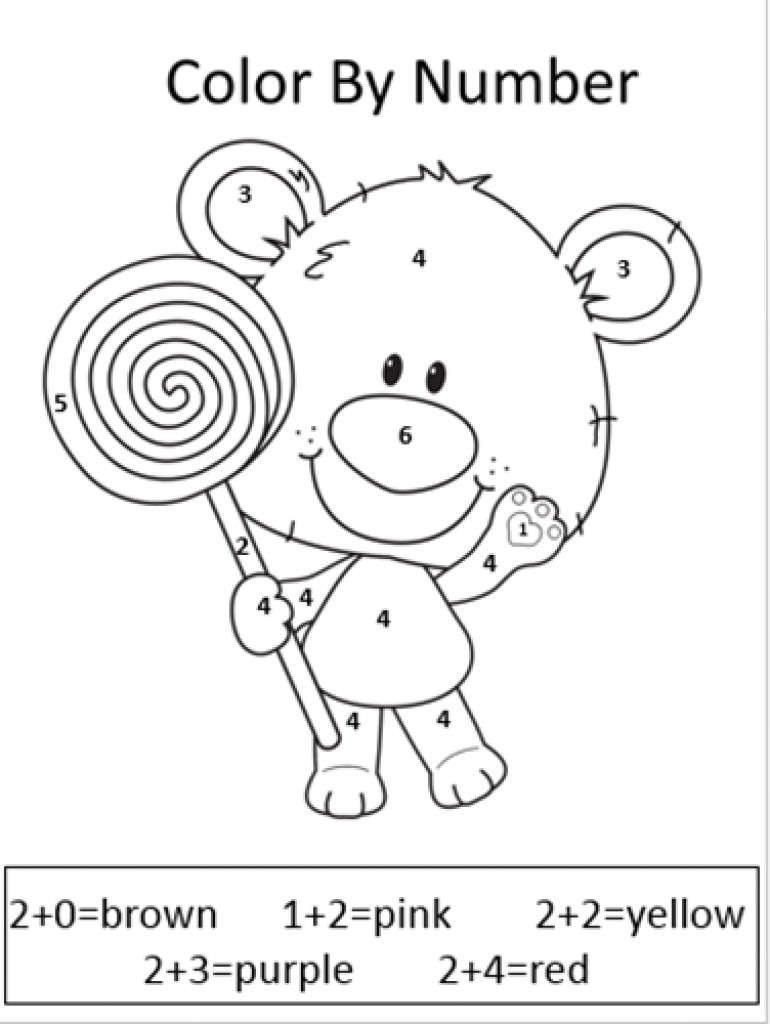 1st Grade Math Coloring Worksheets Color By Number Printable