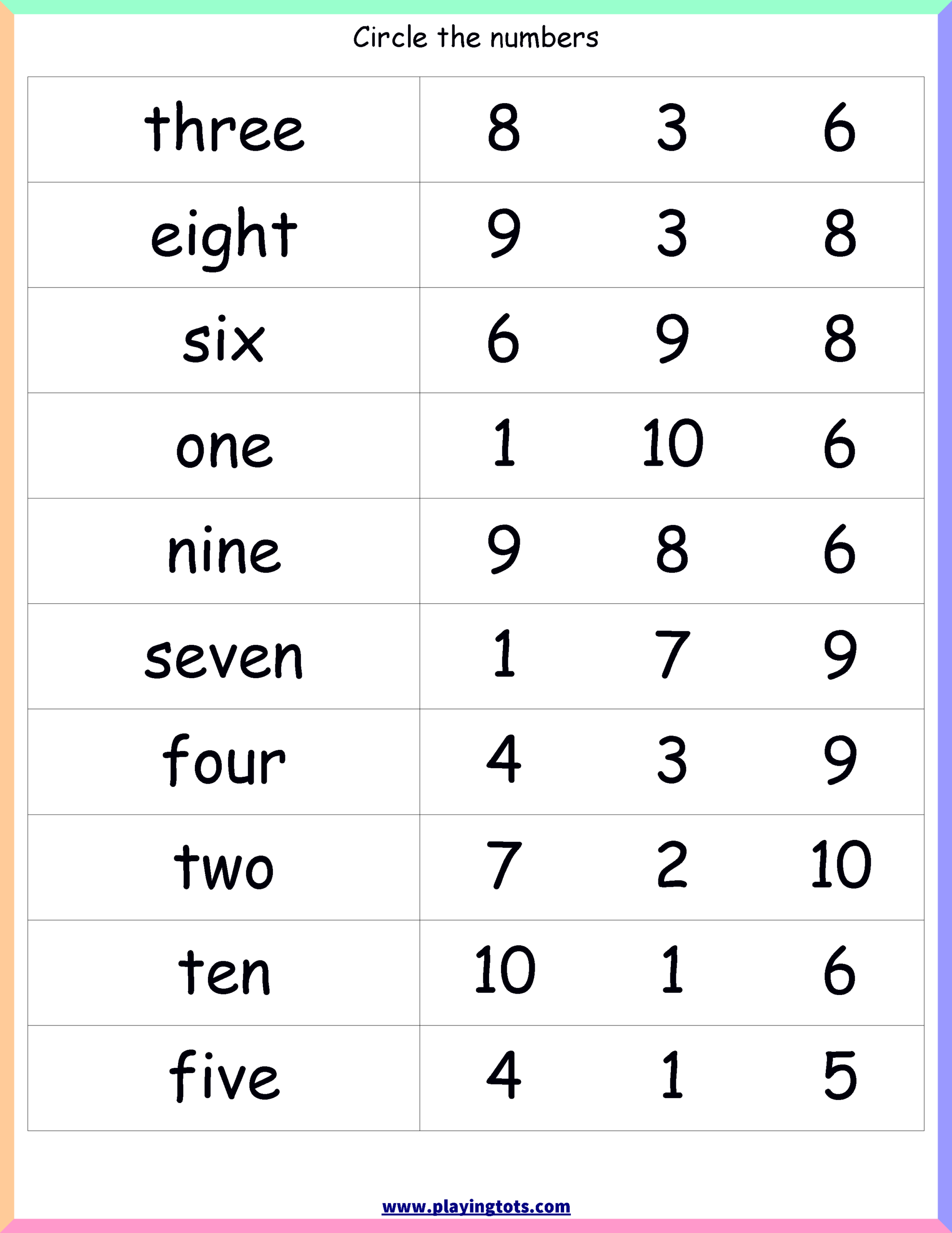 Printable Number Names 1 To 20 Worksheet Color By Number Printable